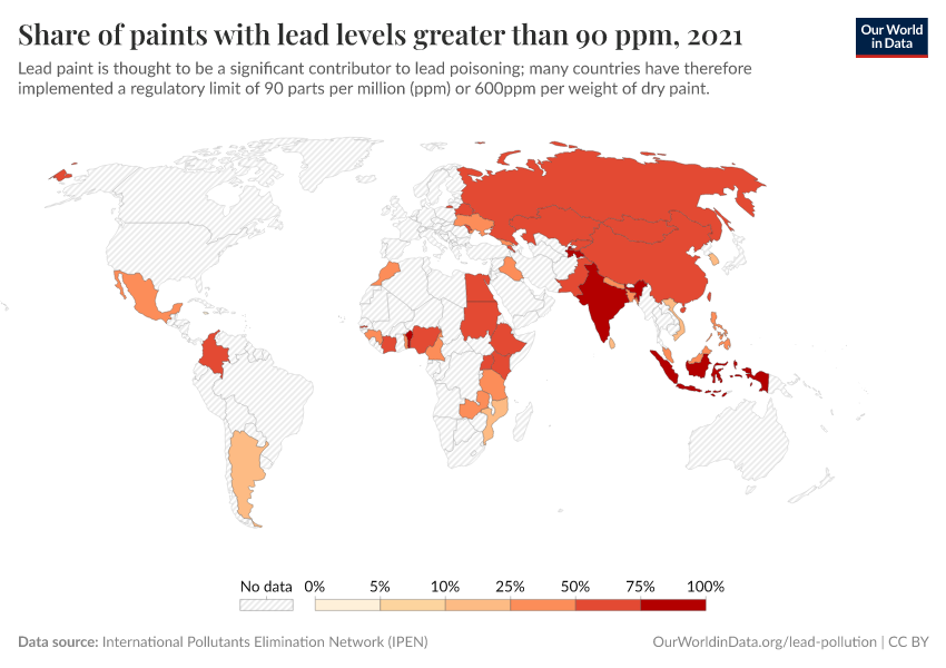 A thumbnail of the "Share of paints with lead levels greater than 90 ppm" chart