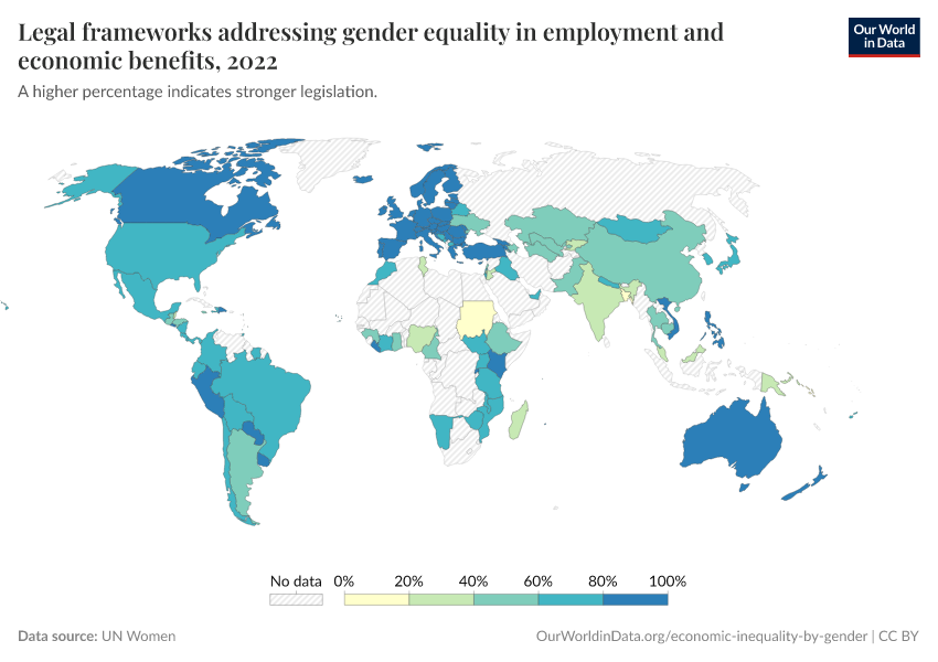 A thumbnail of the "Legal frameworks addressing gender equality in employment and economic benefits" chart