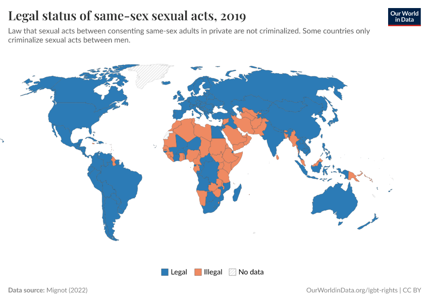 Legal status of same sex sexual acts Our World in Data 