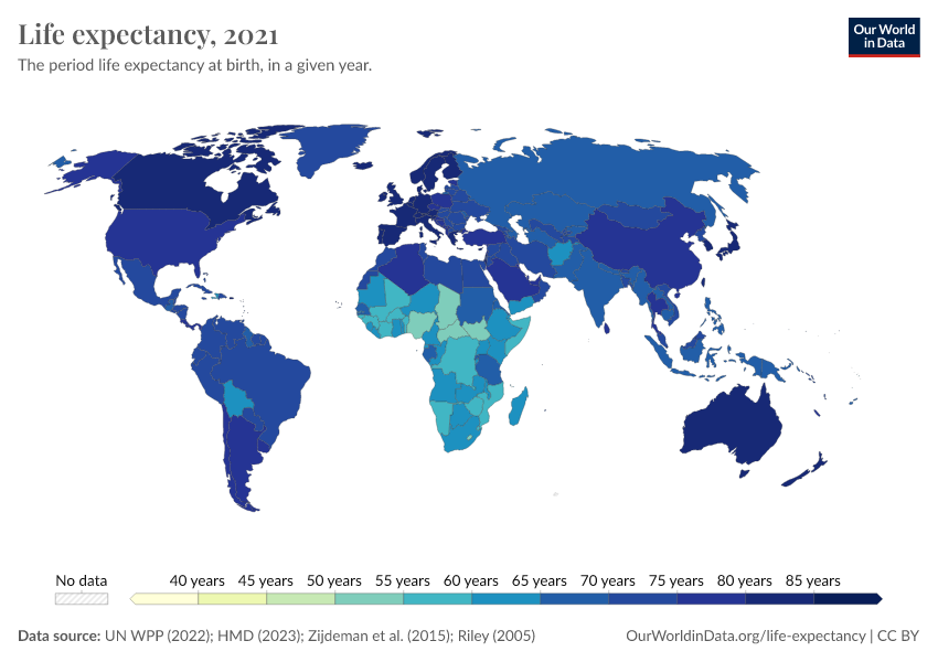 Map Of The World Over Time The world map below shows the historical data that we have for life expectancy. Use the slider below the map to see the change over time.