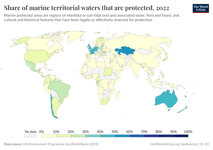 A thumbnail of the "Share of marine territorial waters that are protected" chart