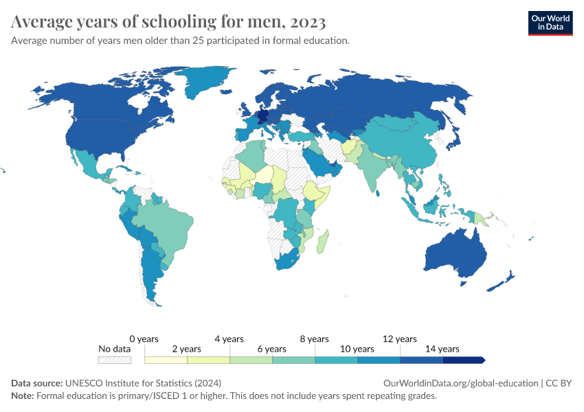 A thumbnail of the "Average years of schooling for men" chart