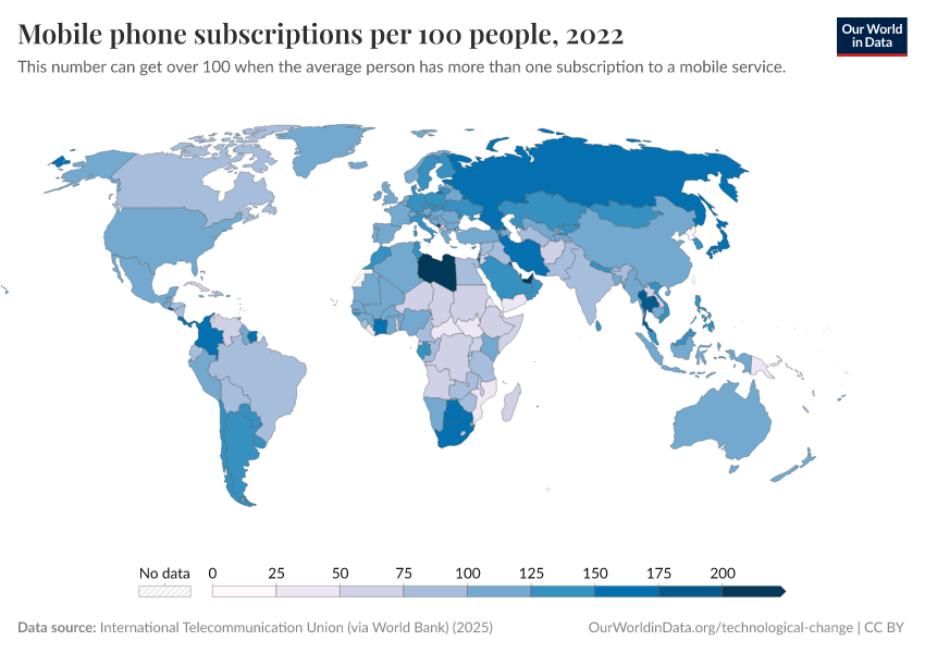 A thumbnail of the "Mobile phone subscriptions per 100 people" chart