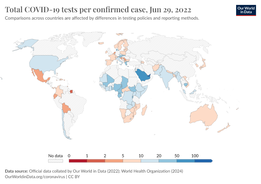 A thumbnail of the "Total COVID-19 tests per confirmed case" chart