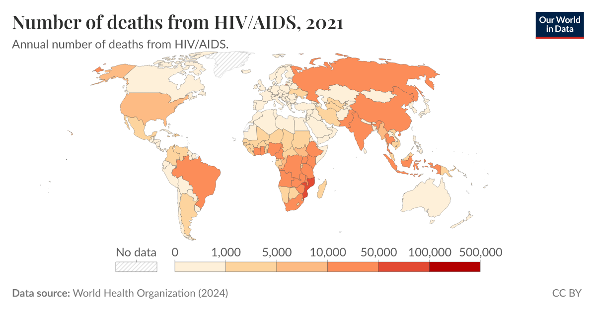 Number of deaths from HIV/AIDS - Our World in Data