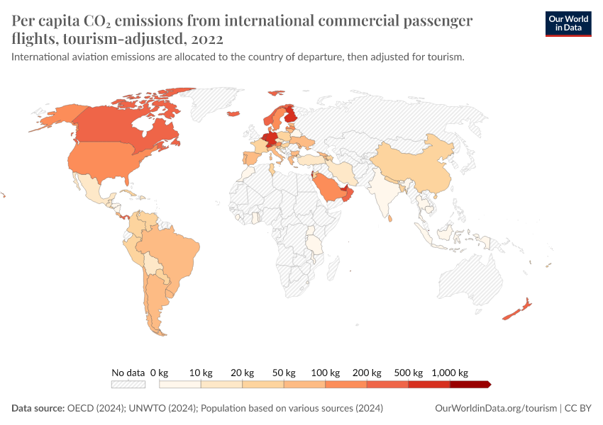 A thumbnail of the "Per capita CO₂ emissions from international commercial passenger flights, tourism-adjusted" chart