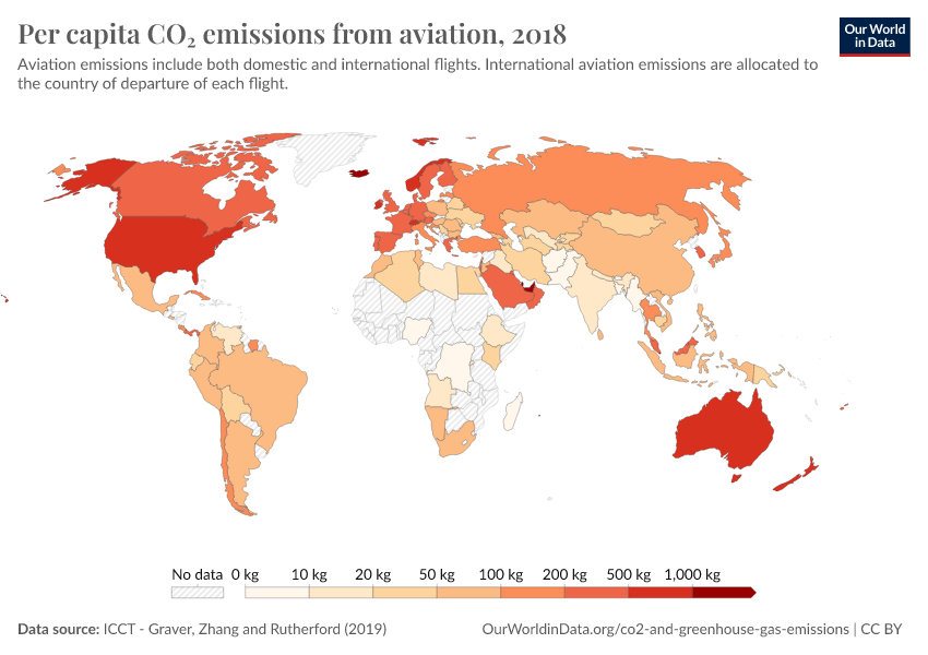 A thumbnail of the "Per capita CO₂ emissions from aviation" chart