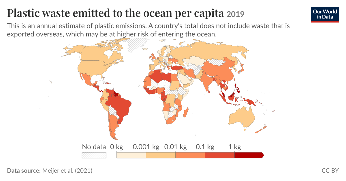Plastic waste emitted to the ocean per capita | Our World in Data