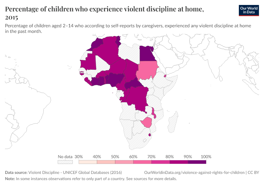 Percentage of children who experience violent discipline at home