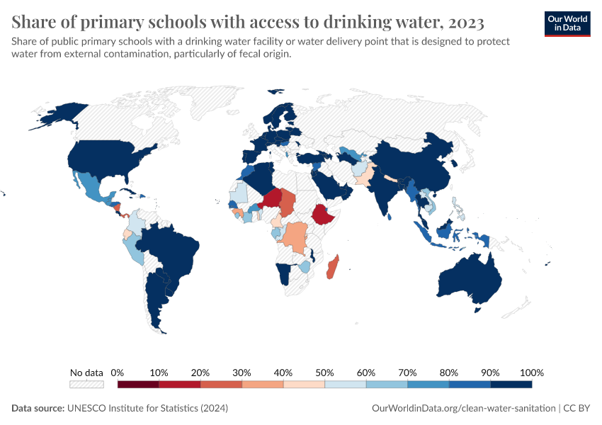 A thumbnail of the "Share of primary schools with access to drinking water" chart