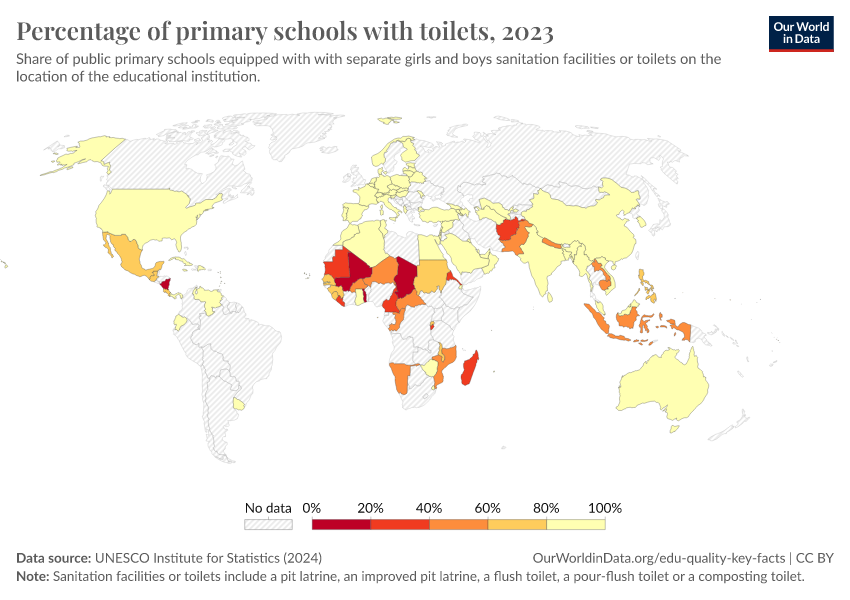 A thumbnail of the "Percentage of primary schools with toilets" chart