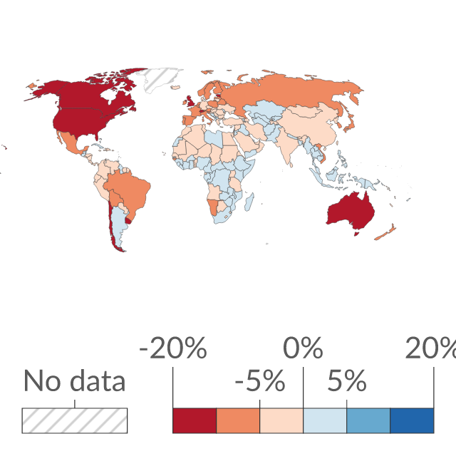 Data visualization: Change in the share of the population that is religious between 2010 and 2020