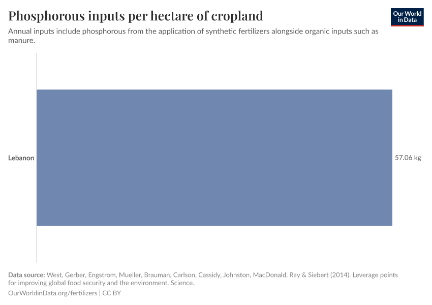 Phosphorous inputs per hectare of cropland