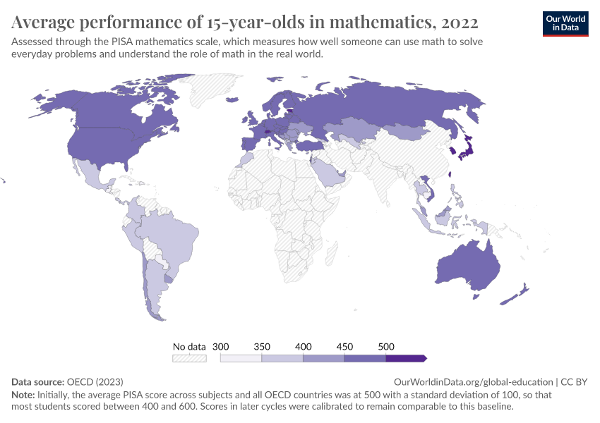 A thumbnail of the "Average performance of 15-year-olds in mathematics" chart