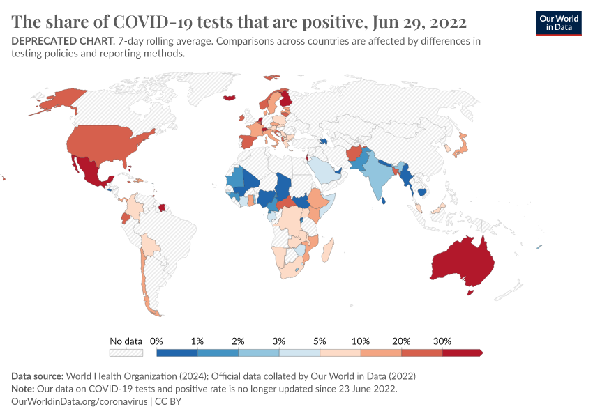 A thumbnail of the "The share of COVID-19 tests that are positive" chart