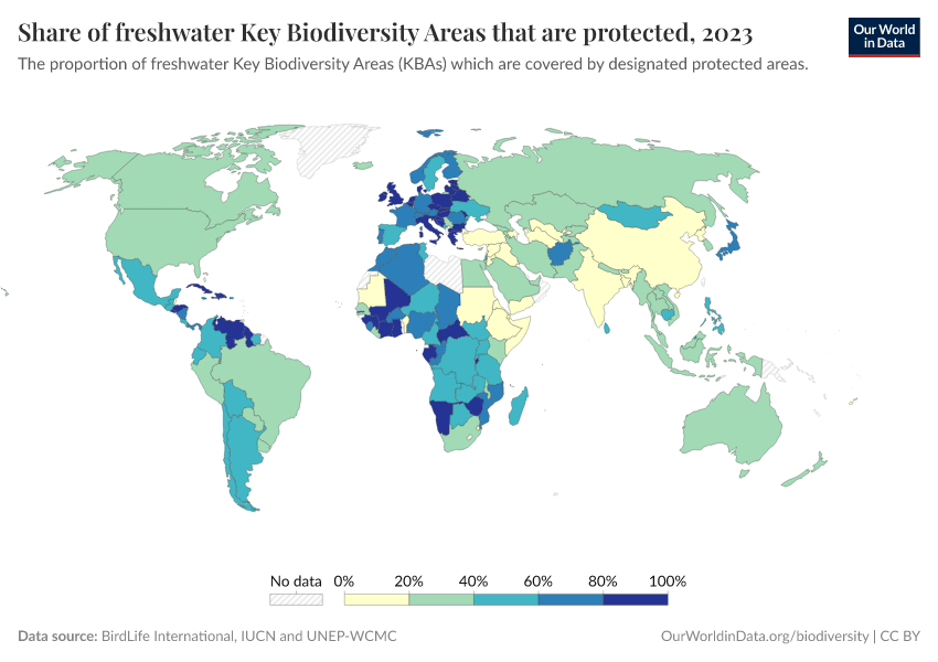 A thumbnail of the "Share of freshwater Key Biodiversity Areas that are protected" chart