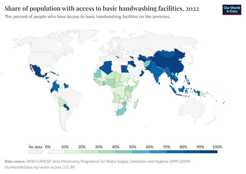 A thumbnail of the "Share of population with access to basic handwashing facilities" chart