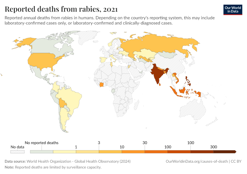 A thumbnail of the "Reported deaths from rabies" chart