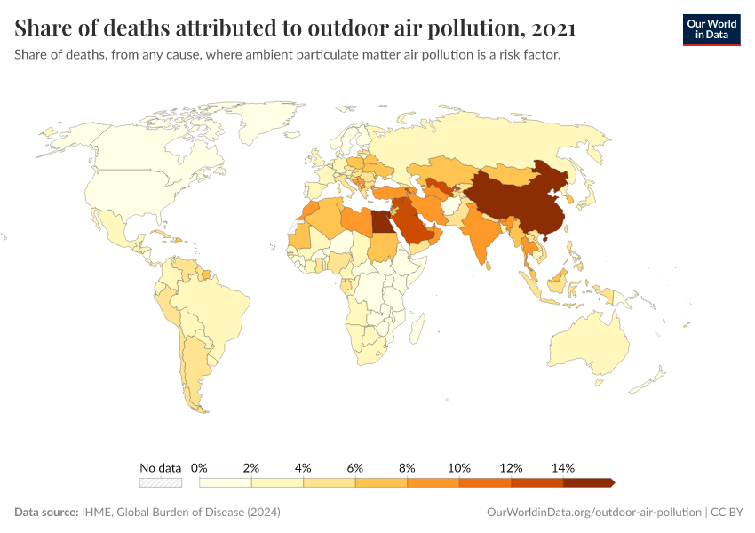 A thumbnail of the "Share of deaths attributed to outdoor air pollution" chart