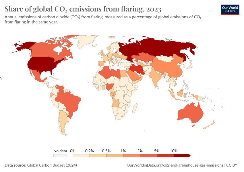 A thumbnail of the "Share of global CO₂ emissions from flaring" chart