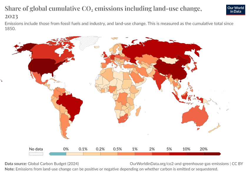 A thumbnail of the "Share of global cumulative CO₂ emissions including land-use change" chart