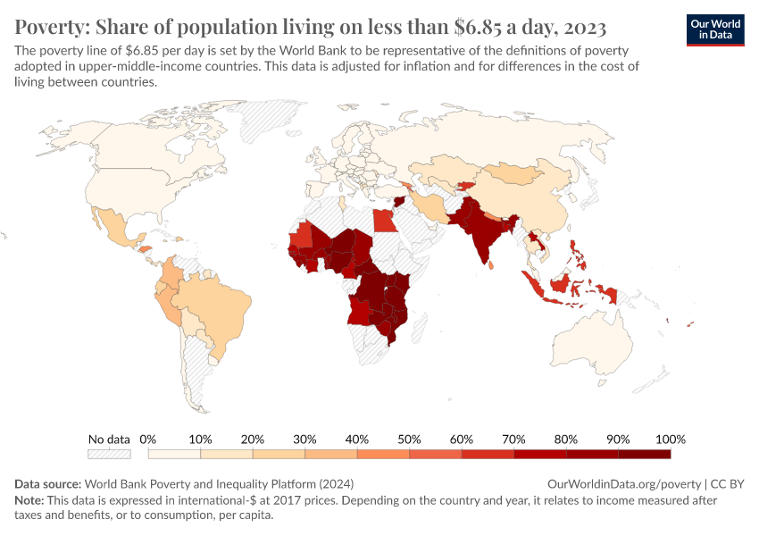 A thumbnail of the "Poverty: Share of population living on less than $6.85 a day" chart