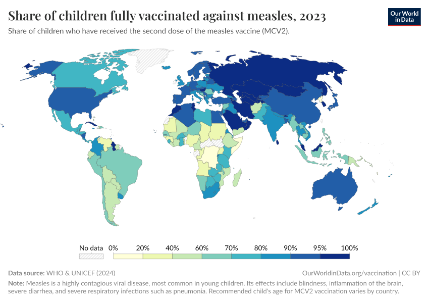 A thumbnail of the "Share of children fully vaccinated against measles" chart