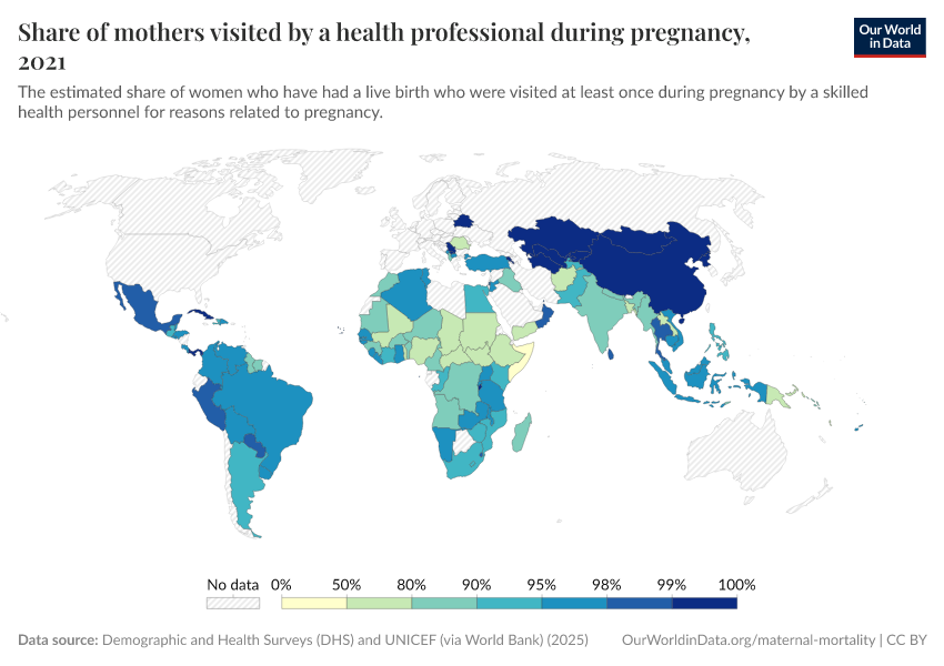 A thumbnail of the "Share of mothers visited by a health professional during pregnancy" chart