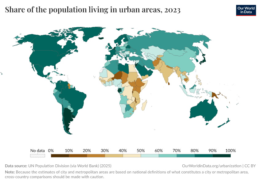 A thumbnail of the "Share of the population living in urban areas" chart