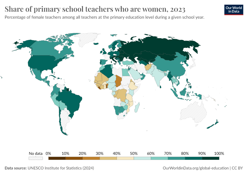 A thumbnail of the "Share of primary school teachers who are women" chart