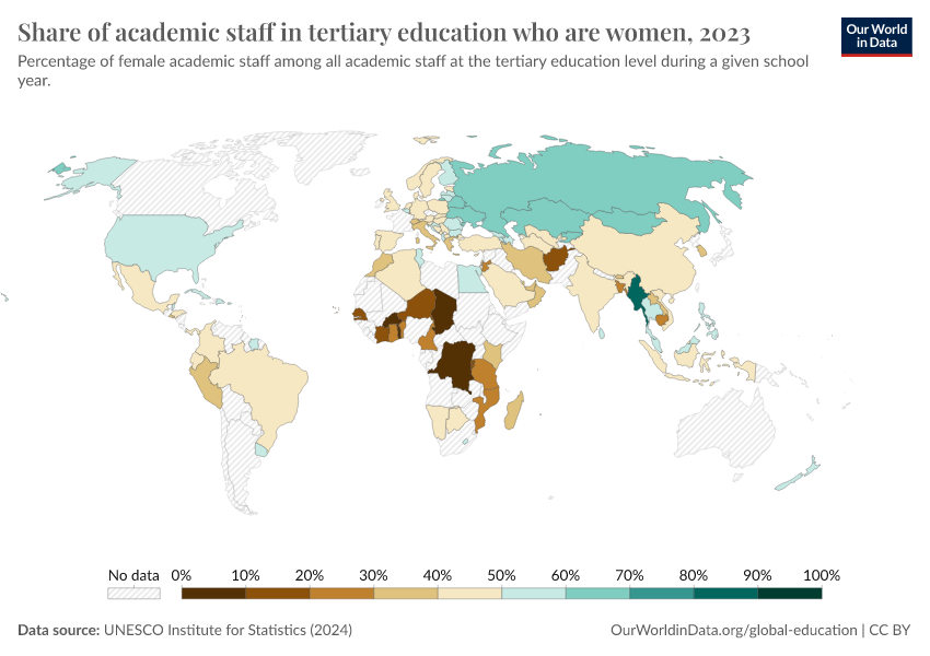 A thumbnail of the "Share of academic staff in tertiary education who are women" chart