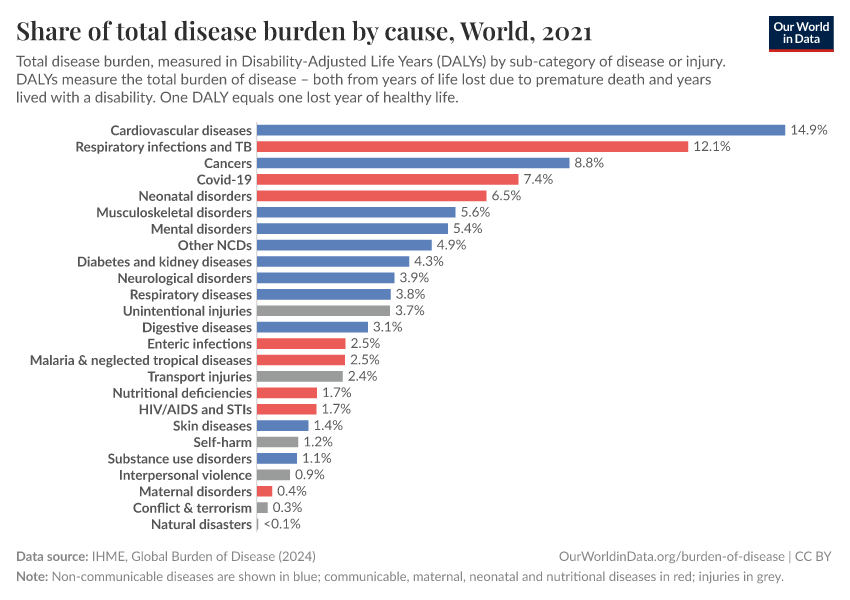 Share of total disease burden by cause