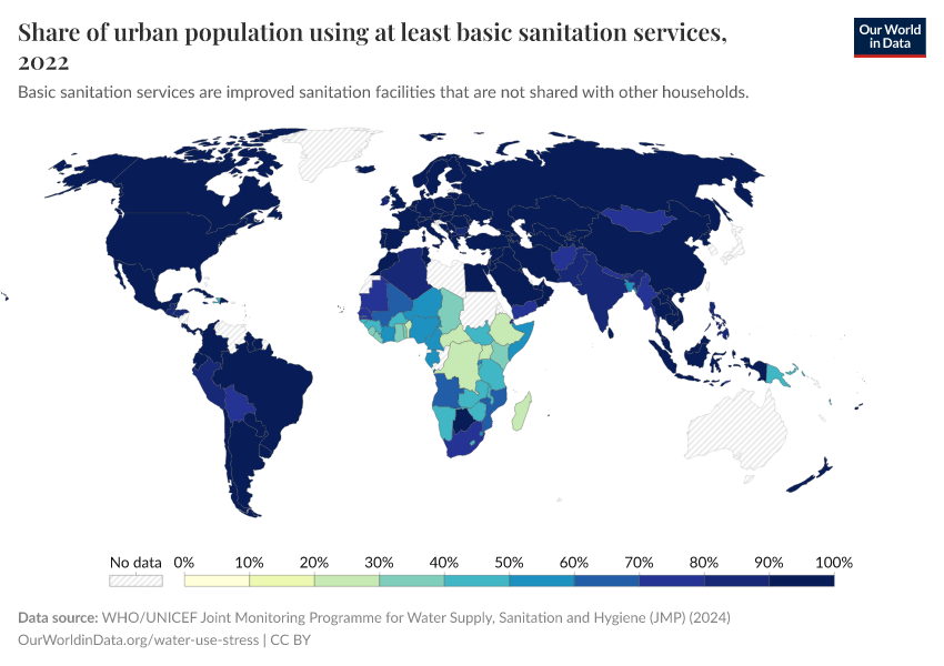 A thumbnail of the "Share of urban population using at least basic sanitation services" chart