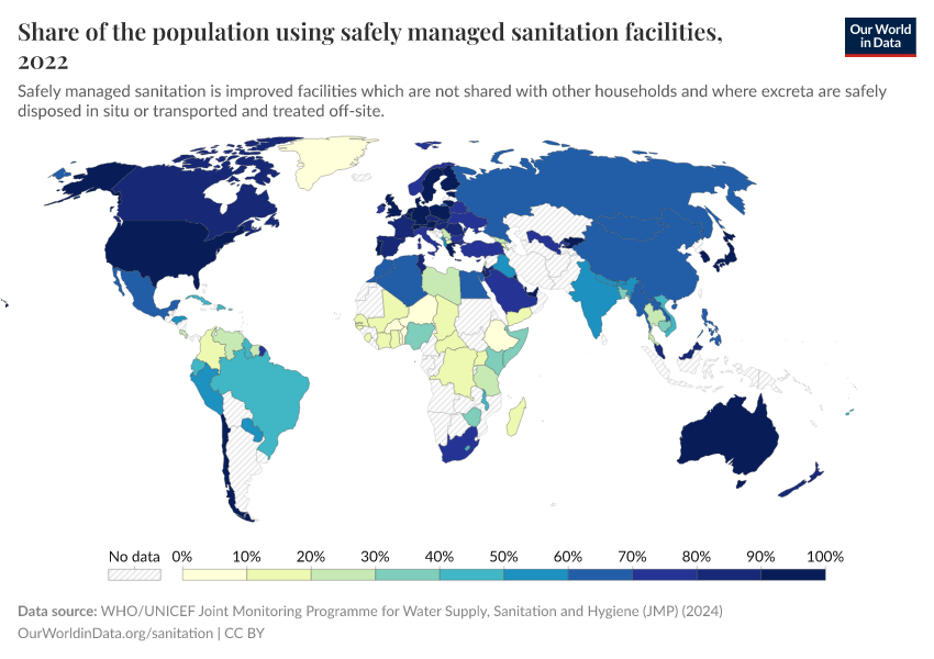 A thumbnail of the "Share of the population using safely managed sanitation facilities" chart