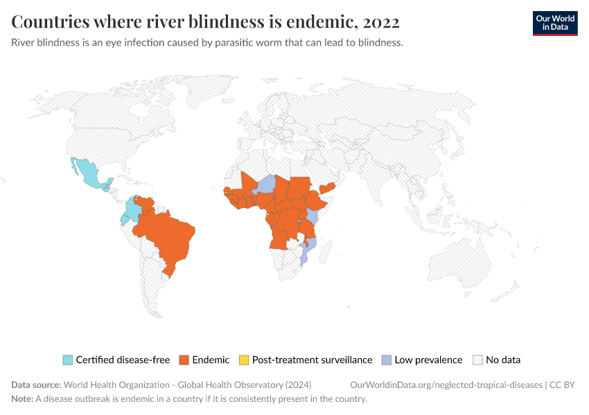 A thumbnail of the "Countries where river blindness is endemic" chart