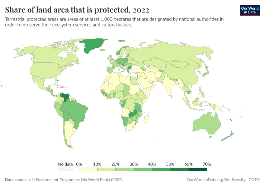 A thumbnail of the "Share of land area that is protected" chart