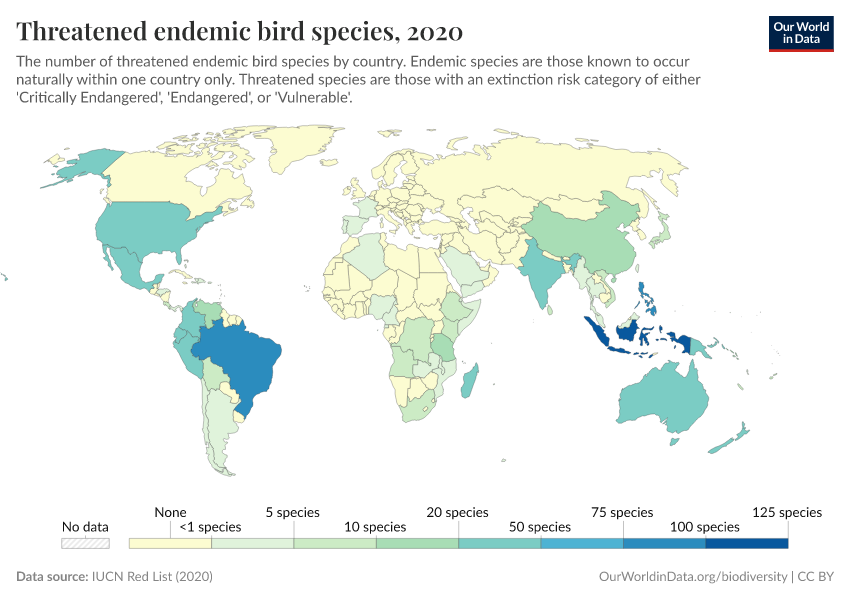 A thumbnail of the "Threatened endemic bird species" chart