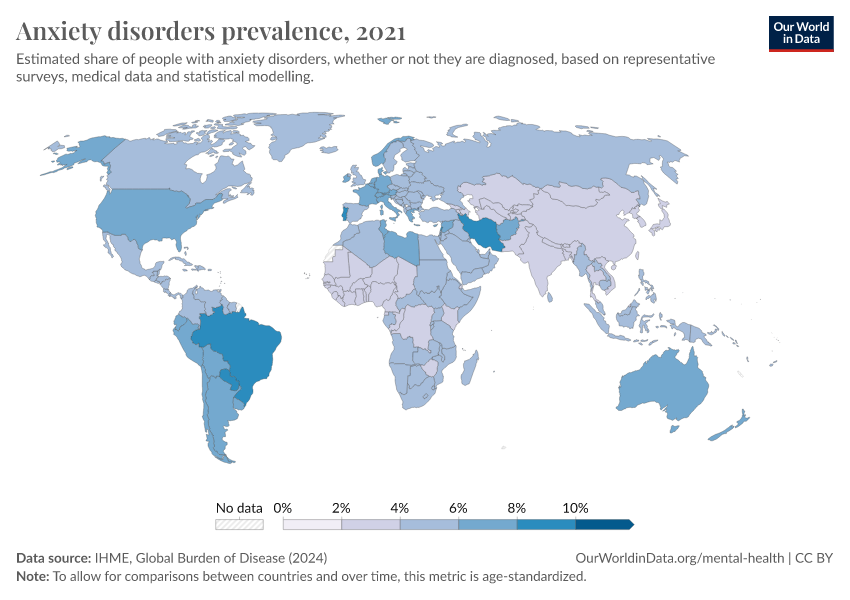 Anxiety Disorders Prevalence - Our World In Data