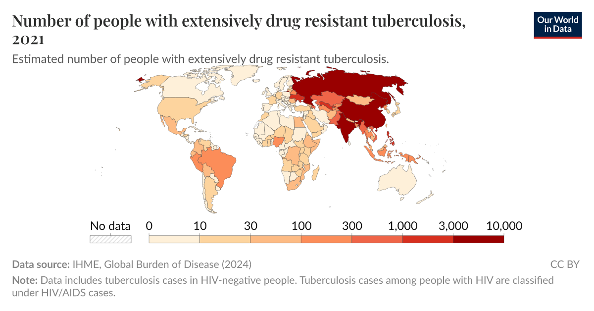 Prevalence of extensively drug resistant tuberculosis - Our World in Data