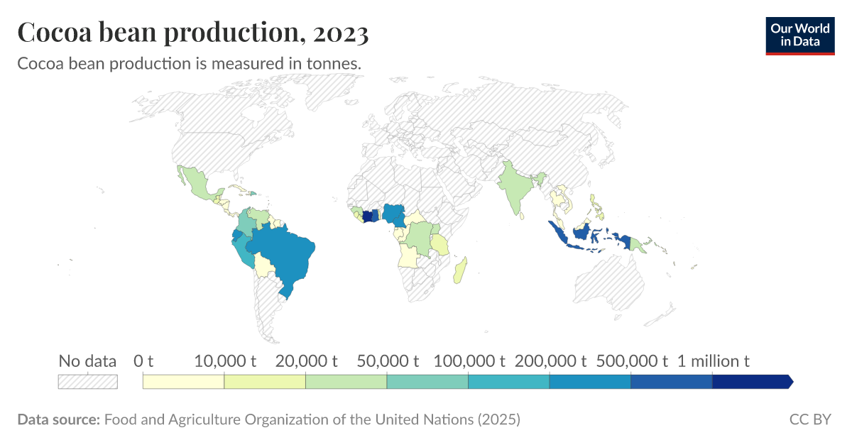 Cocoa bean production Our World in Data