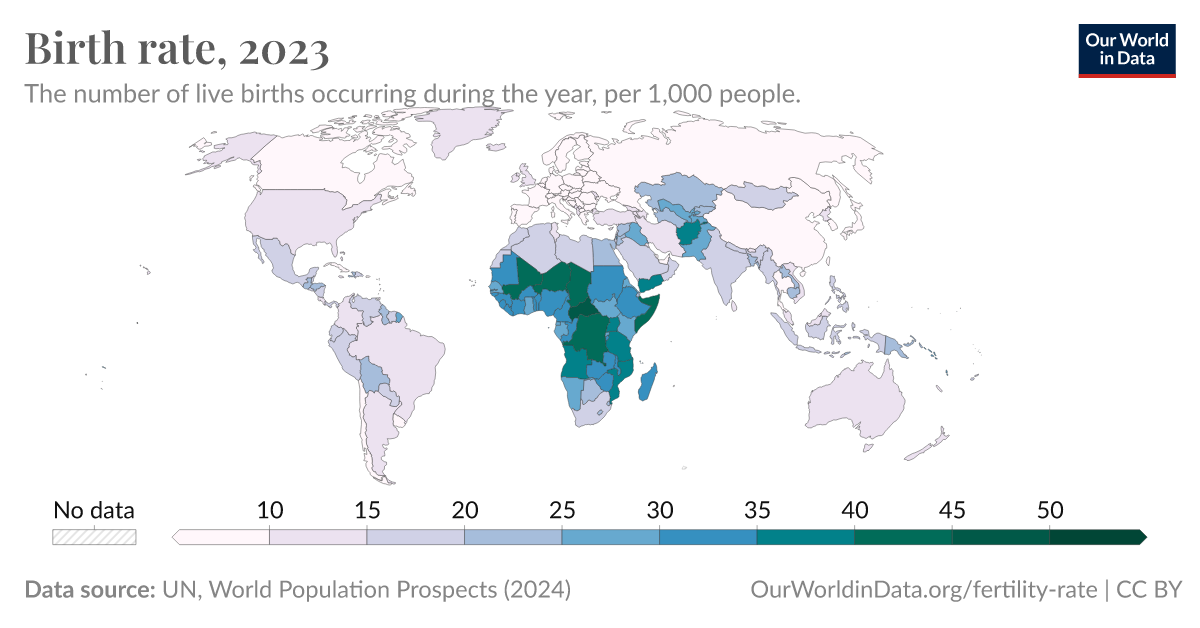 Birth rate - Our World in Data