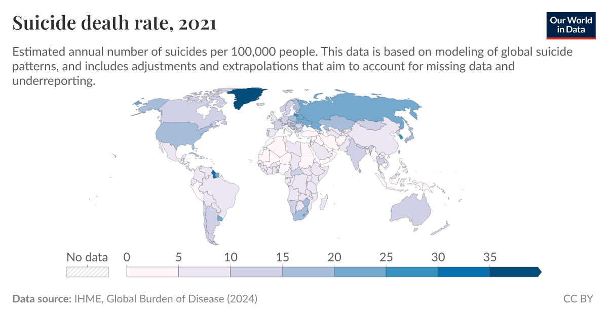 Suicide death rate - Our World in Data