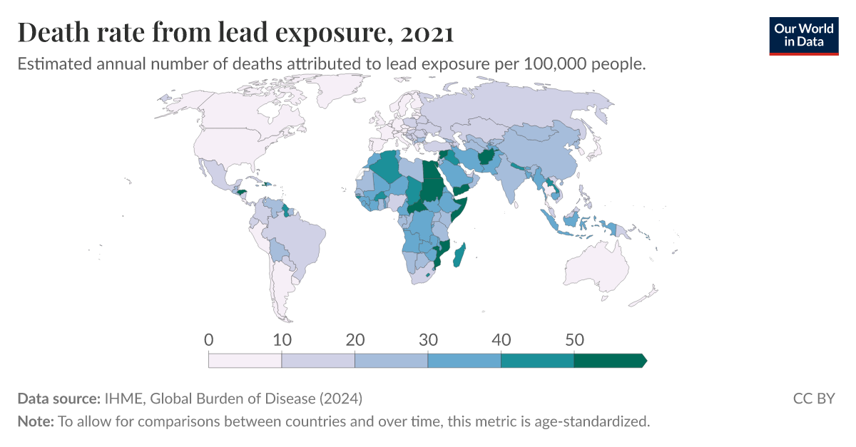 Death rate from lead exposure Our World in Data