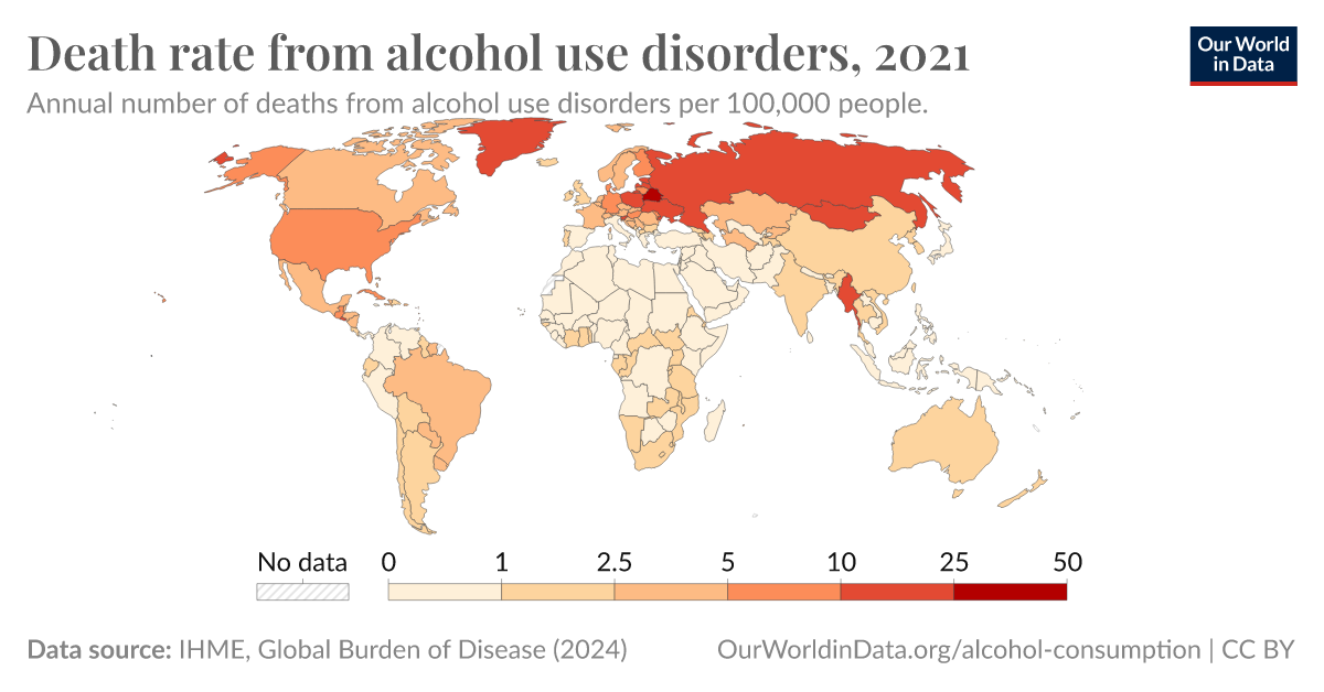 Death rate from alcohol use disorders - Our World in Data