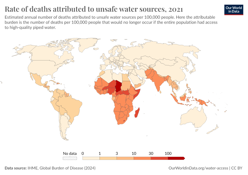 Rate Of Deaths Attributed To Unsafe Water Sources Our World In Data   Death Rates From Unsafe Water Sources Gbd 