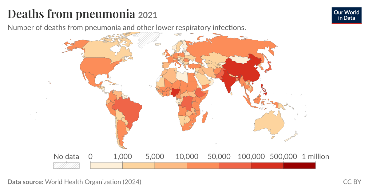 Deaths from pneumonia - Our World in Data