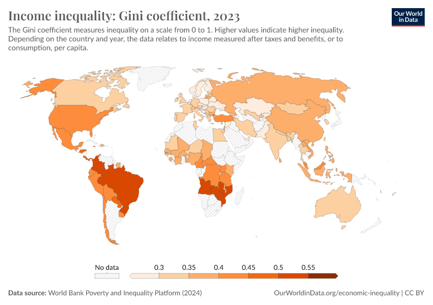 Income Inequality Gini Coefficient Our World In Data   Economic Inequality Gini Index 