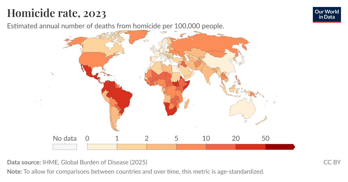 Homicide rate Our World in Data