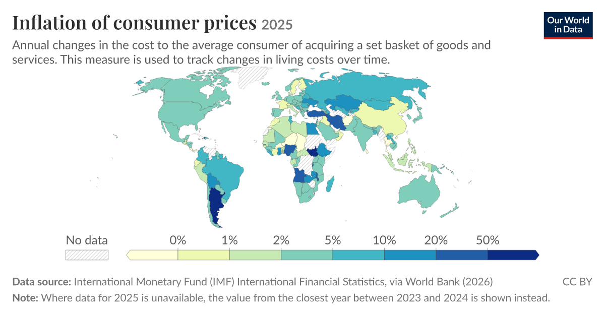 Inflation of consumer prices - Our World in Data
