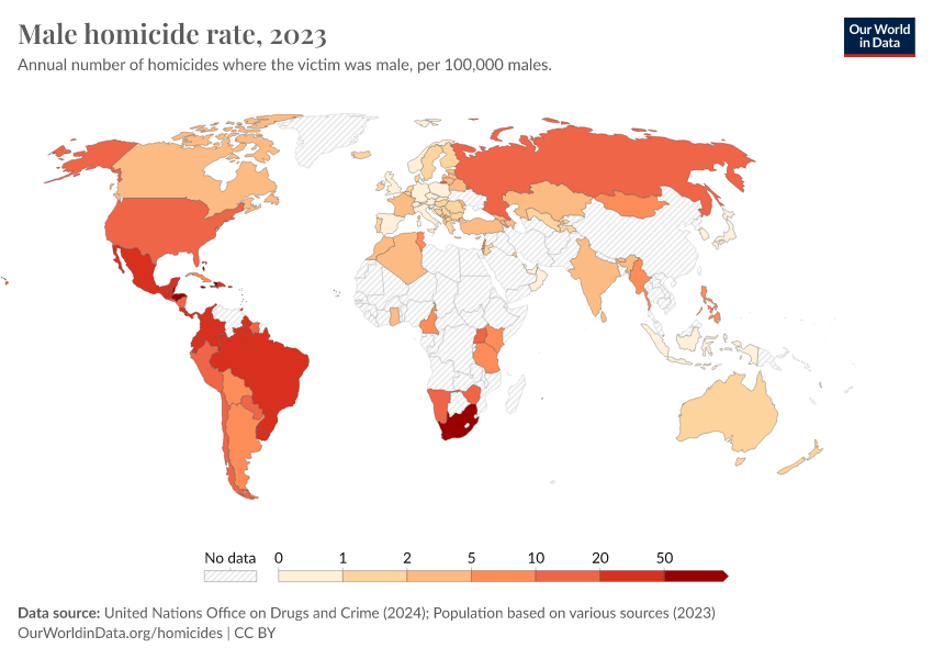 Male Homicide Rate - Our World In Data